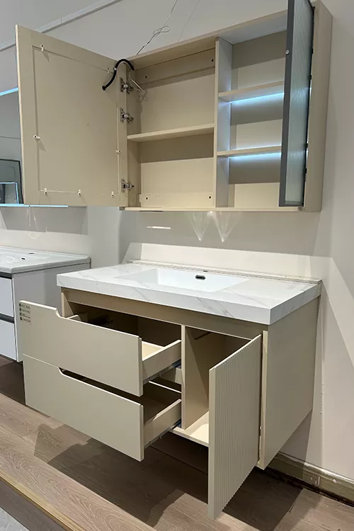 Wood-Grain PVC Bathroom Vanity